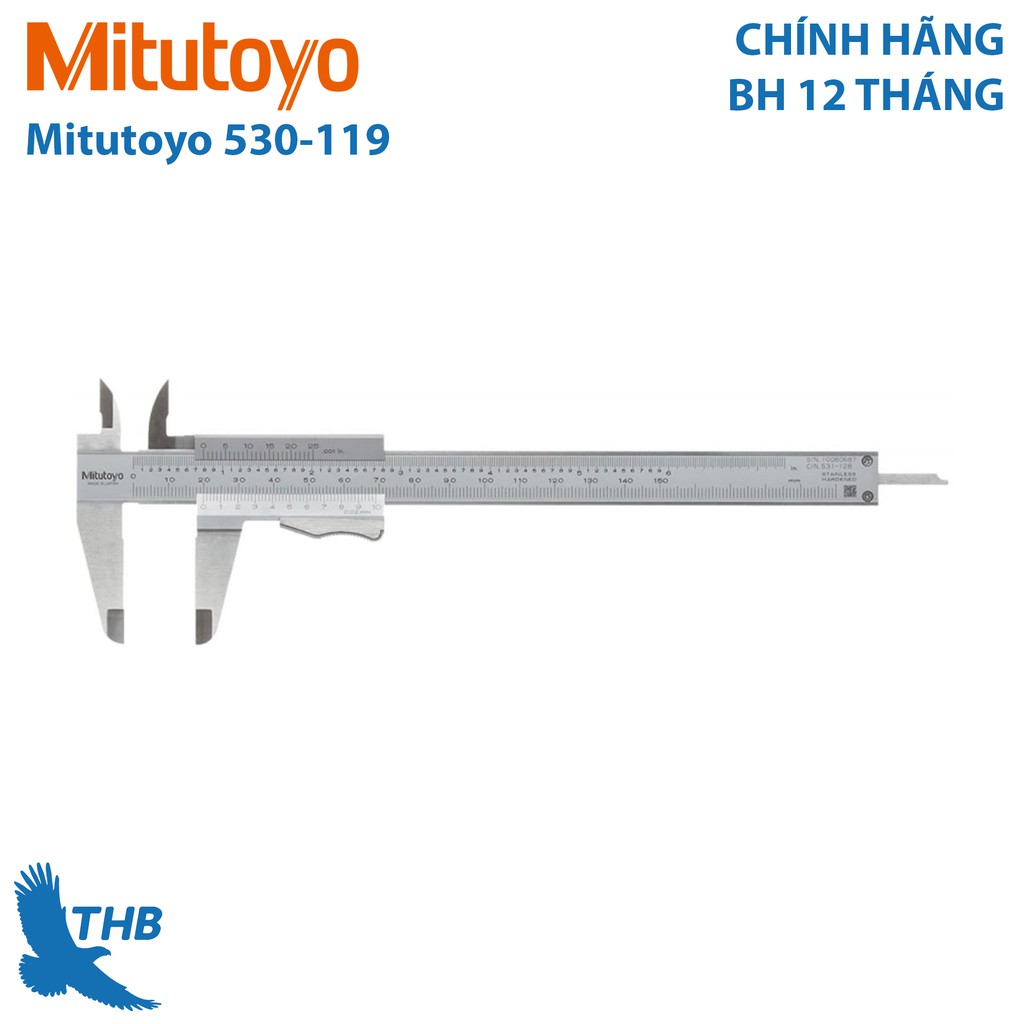 Thước cặp cơ khí dải đo: 0-200mm Mitutoyo 530-118