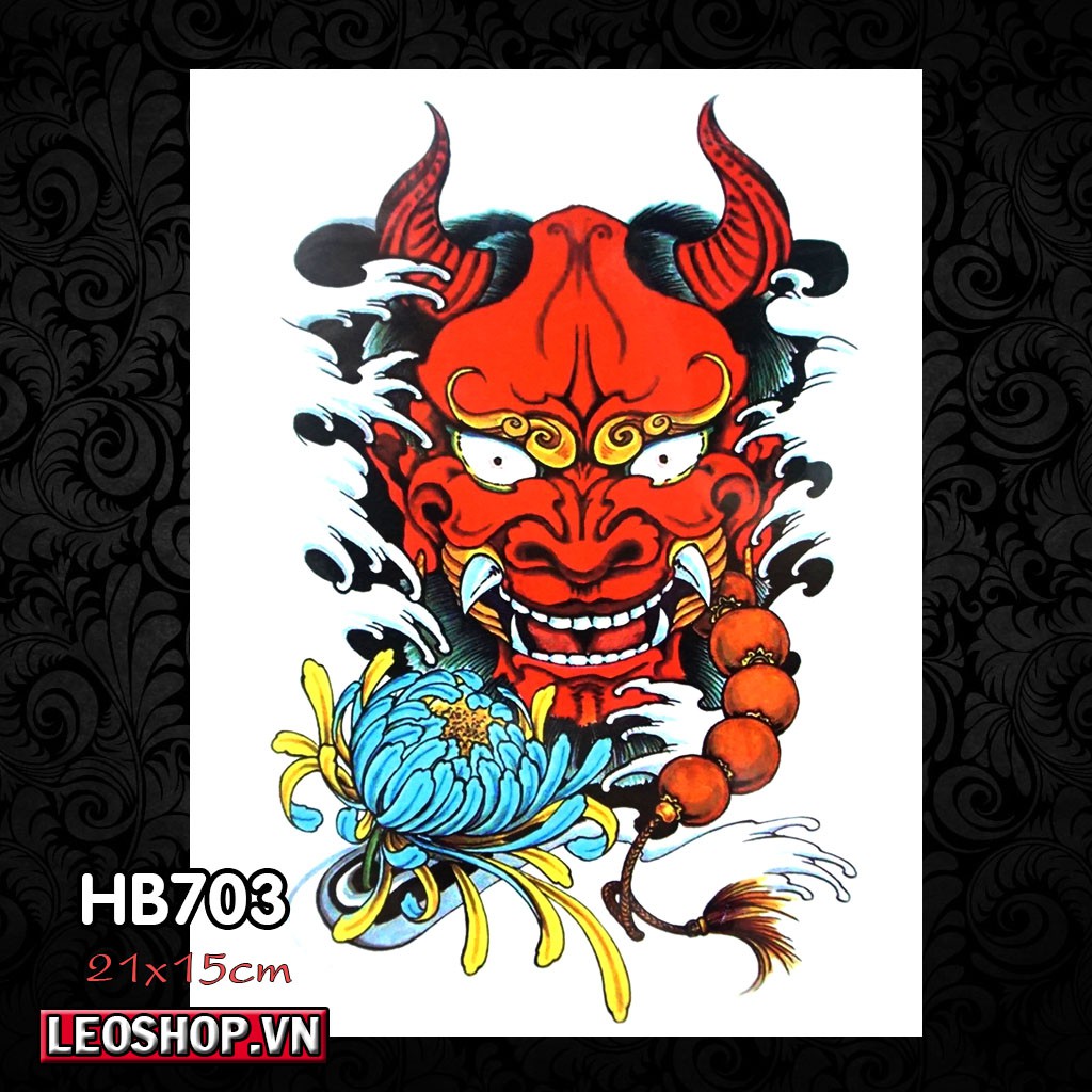 Hình Xăm Dán Mặt Quỷ Hannya, Quỷ Dạ Xoa Các Loại 2 (21x15cm)