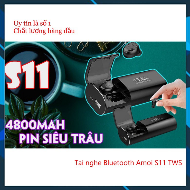Tai nghe Bluetooth Không Dây Nhét Tai Kiêm Sạc Dự Phòng Amoi S11 TWS Nâng Cấp Hơn i7, i9, i12, F9, F9 Pro bobstore01 | BigBuy360 - bigbuy360.vn