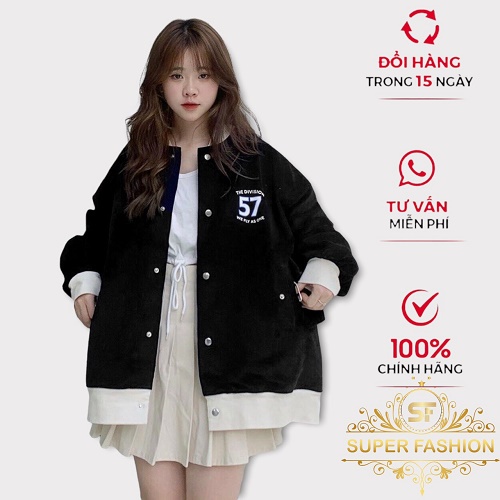 Áo Khoác Nữ Super Fashion Kiểu Bomber Vải Nhung Tăm Thêu 57 Hot Trend