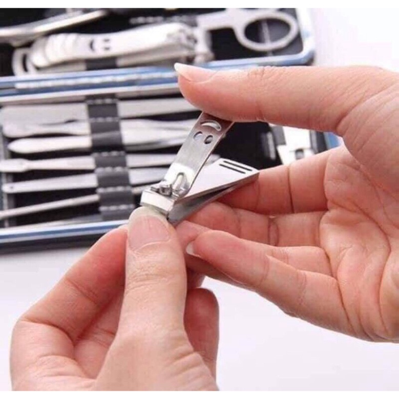 bộ dụng cụ móng, chăm sóc cơ thể 12 món kim loại bền không gỉ