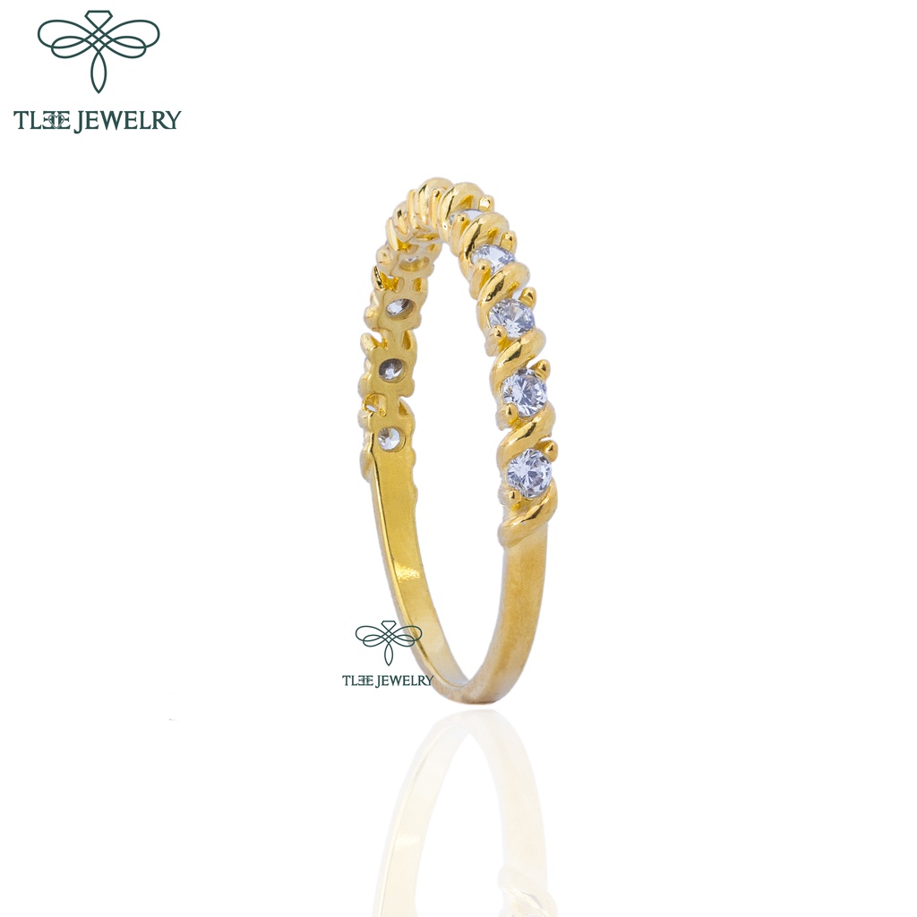 Nhẫn bạc nữ TLEE mạ vàng 14k viền đá bao xoắn sang trọng TleeJewelry A0138