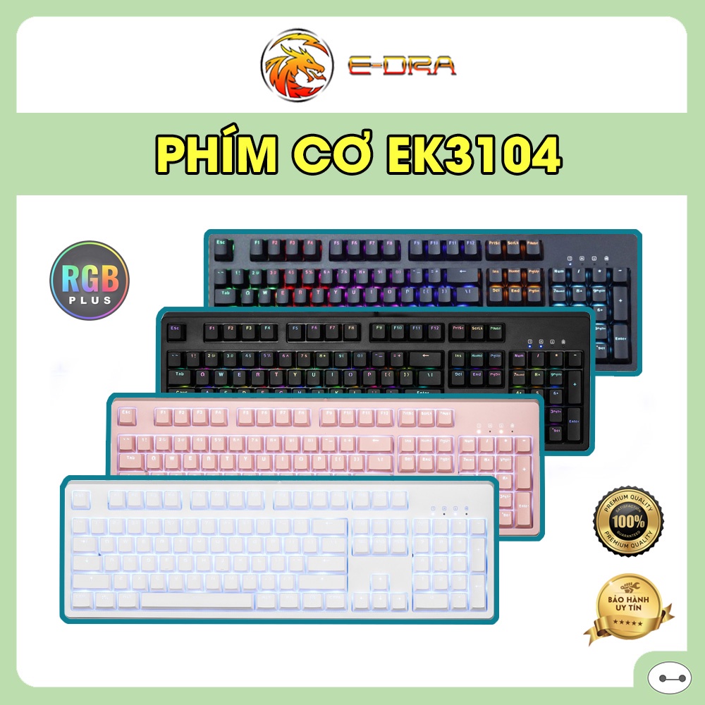 BÀN PHÍM CƠ E-DRA EK3104 BẢN HỒNG, TRẮNG