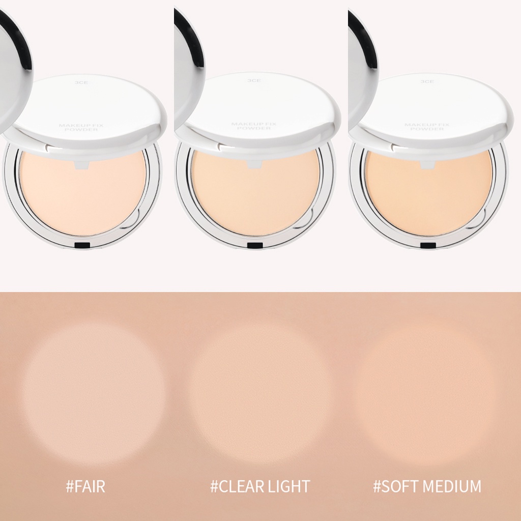 Phấn Phủ Nén 3CE Makeup Fix Powder - Hộp Đen [Fair - Soft Medium - Clear Light]