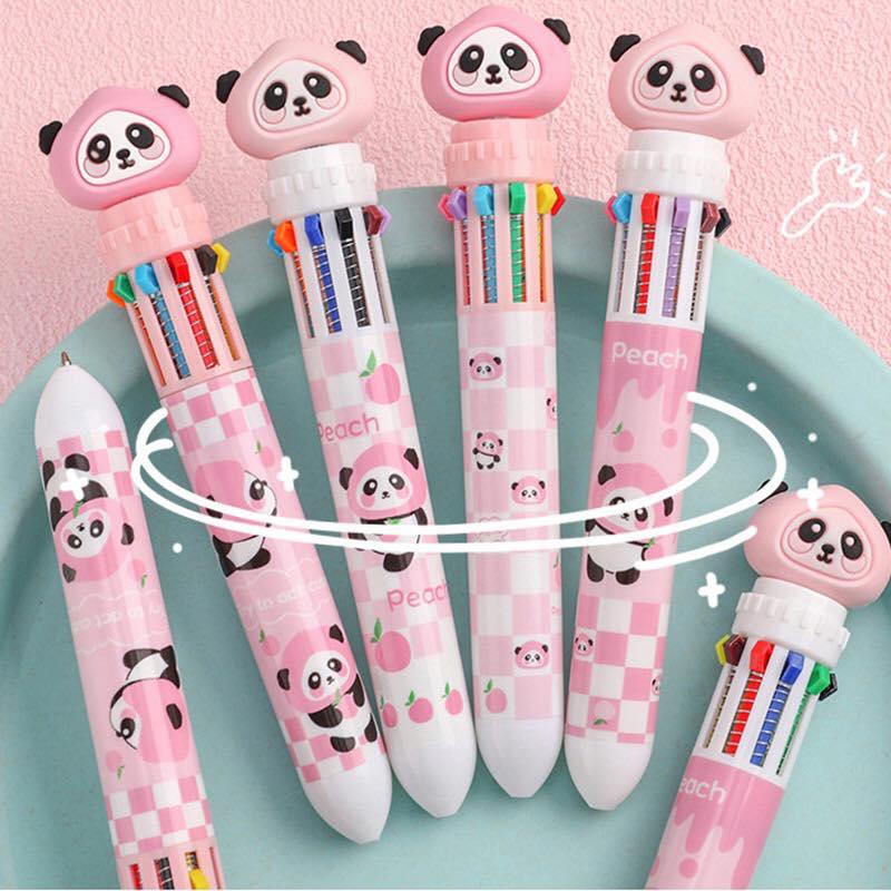 Bút Bi 10 Màu Hình Gấu Trúc Dễ Thương