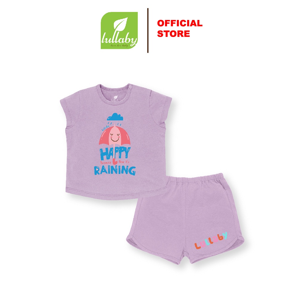 Bộ quần áo cài vai cotton cộc tay bé gái LULLABY NH307-308M