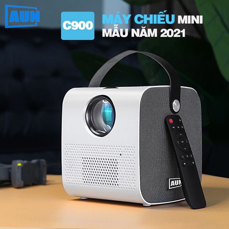 [ PHÂN GIẢI THỰC 720P] Máy chiếu Mini Aun HD C900 - máy chiếu mini HD 720p - máy chiếu gia đình - có quai xách