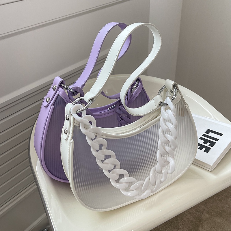 Túi Xách Đeo Vai Trong Suốt Phối Dây Xích Thời Trang Mùa Hè Hàn Quốc 2022 Cho Nữ