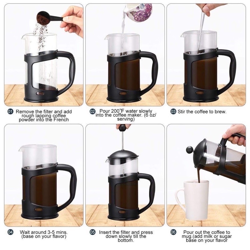 Bình pha cà phê Pháp Lock&amp;Lock French Press bình pha trà dung tích 800ml LLG018