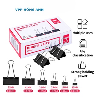 Kẹp bướm deli màu đen size 15mm 19mm 25mm 32mm 41mm 51mm