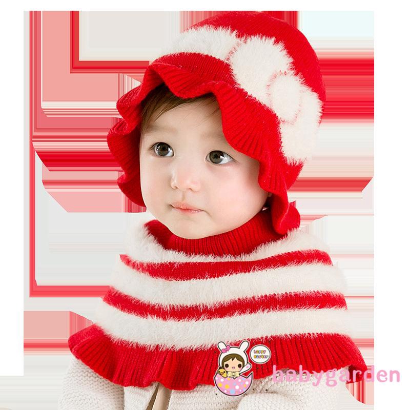 Set khăn quàng cổ và nón len giữ ấm mùa đông kiểu dáng công chúa dành cho bé gái