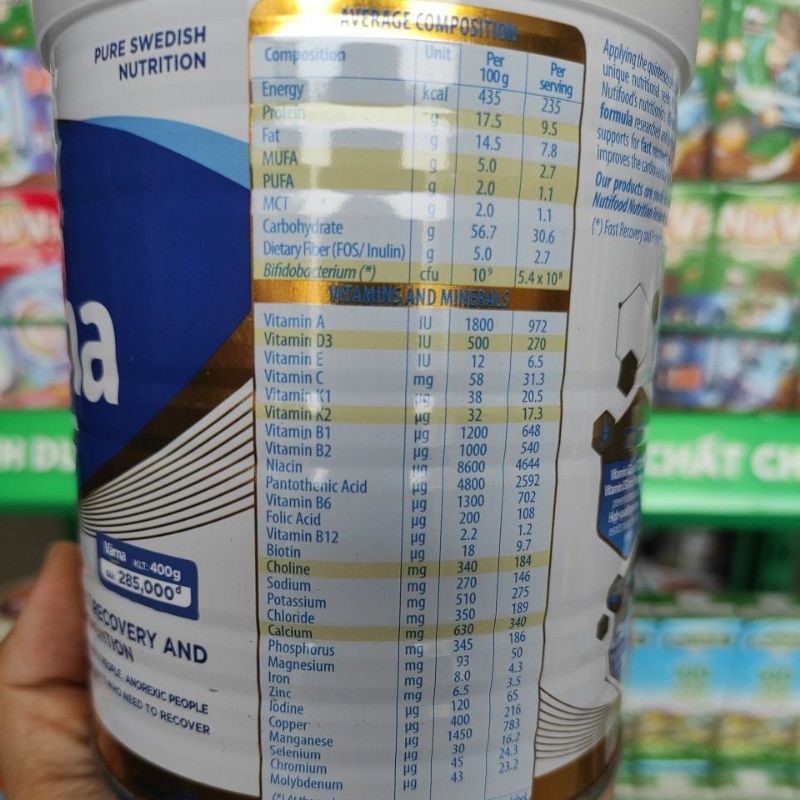 Sữa bột dinh dưỡng Varna dành cho người ăn uống kém, phục hồi sức khoẻ hộp 400g/800