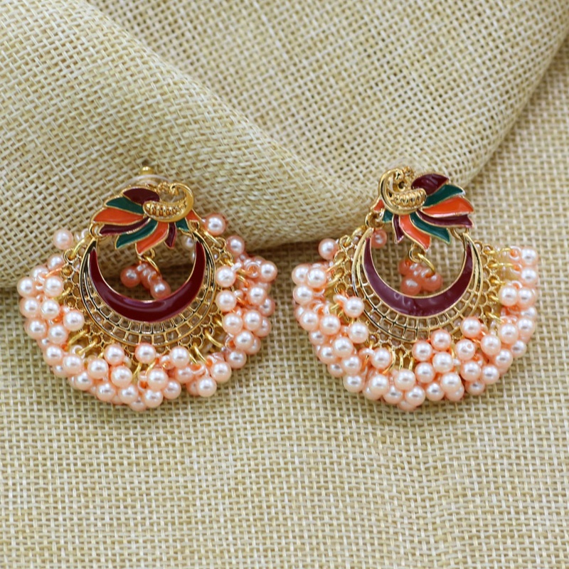 Khuyên Tai Dáng Dài Hình Chim Công Bollywood Kundan Jhumka Jhumki Phong Cách Dân Tộc Thời Trang Charms