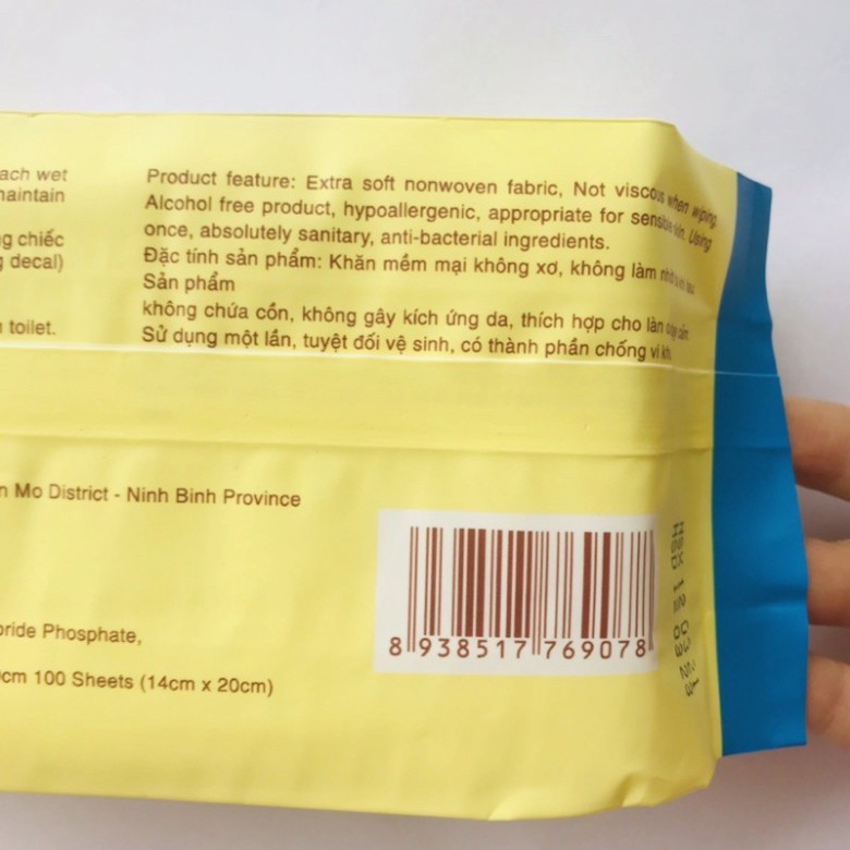 Giấy ướt không mùi Bibo baby (1 bịch 100 tờ rút)