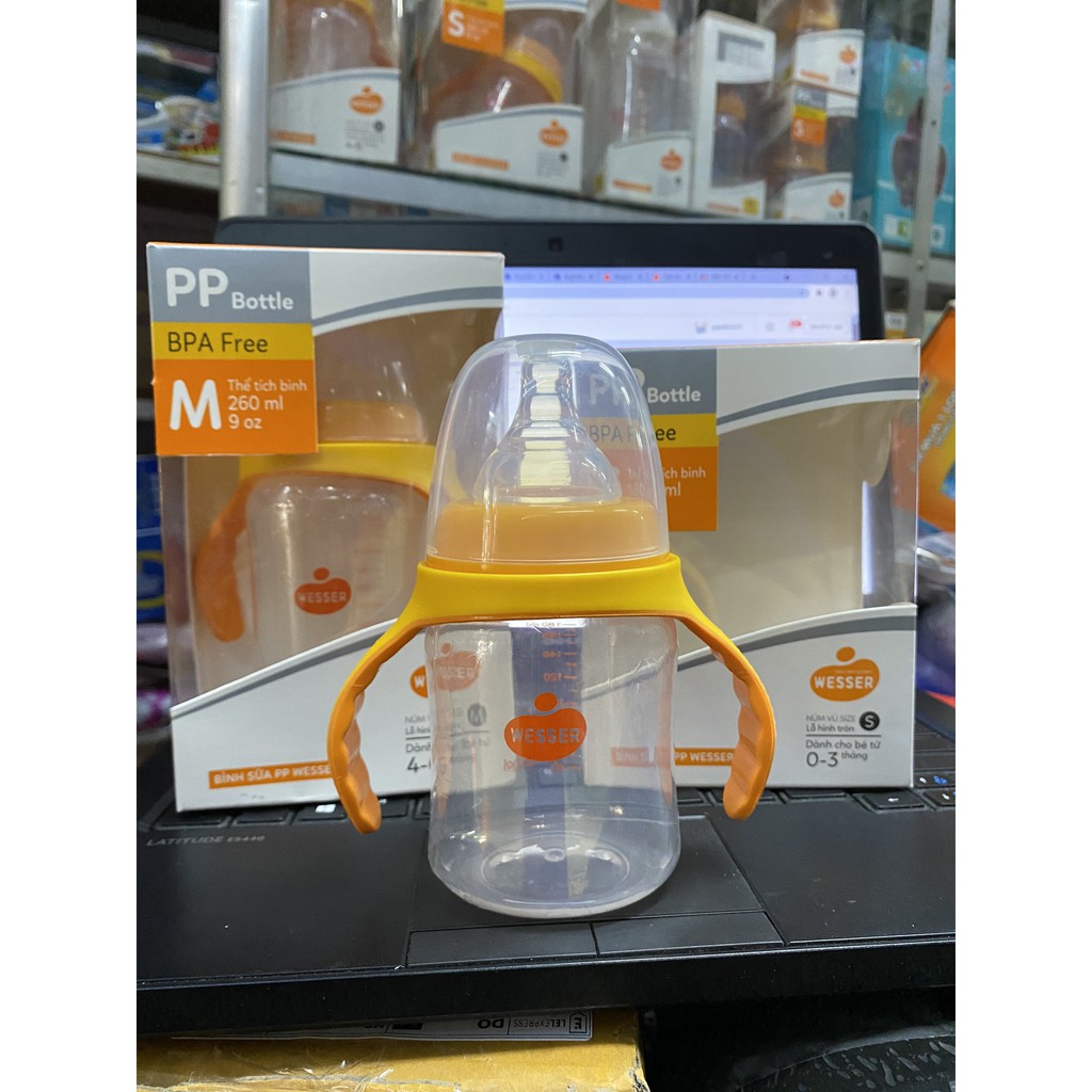 Bình Sữa weser cổ rộng quai cầm 180ml 260ml
