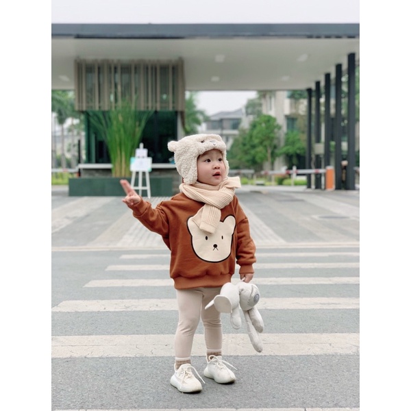 Áo hoodie cho bé BATALA KIDS áo nỉ bông mặt gấu dày dặn bé trai bé gái từ 10-25kg