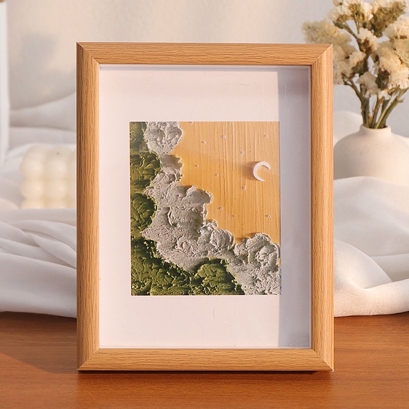 Bắc Âu Khung ảnh Gỗ Rắn 6 Inch / 7 Inch / 8 Inch / 10 Inch Khung ảnh Bảng Ba Chiều Khung ảnh đăng Nhập Màu Treo Tường