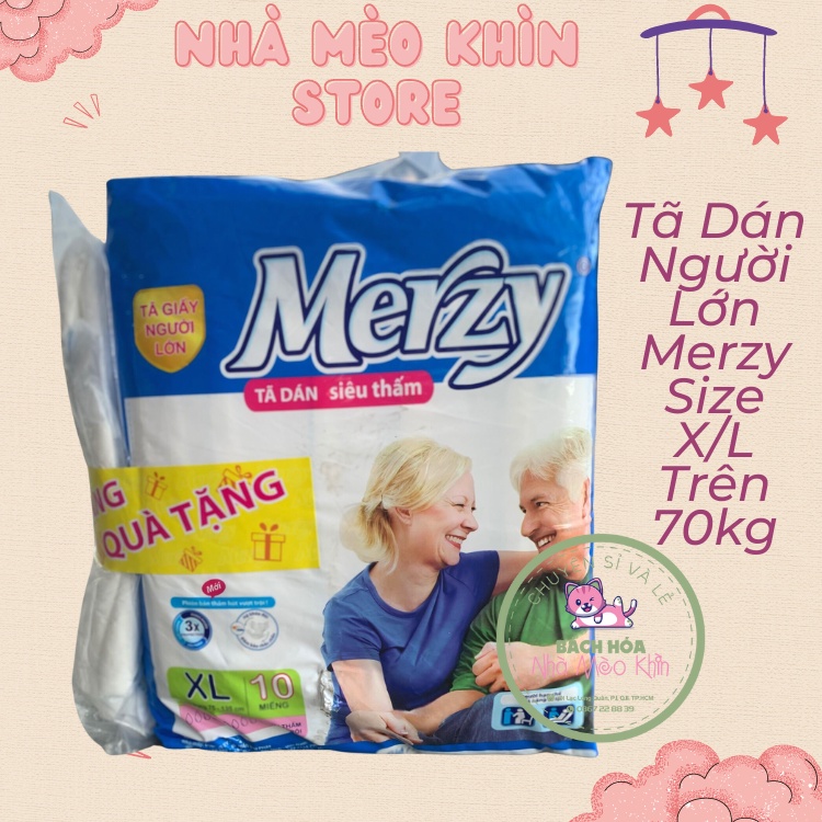 Tã Dán Người lớn Merzy Zize X/L ( 75kg trở lên ) Gói 10 miếng tặng 1