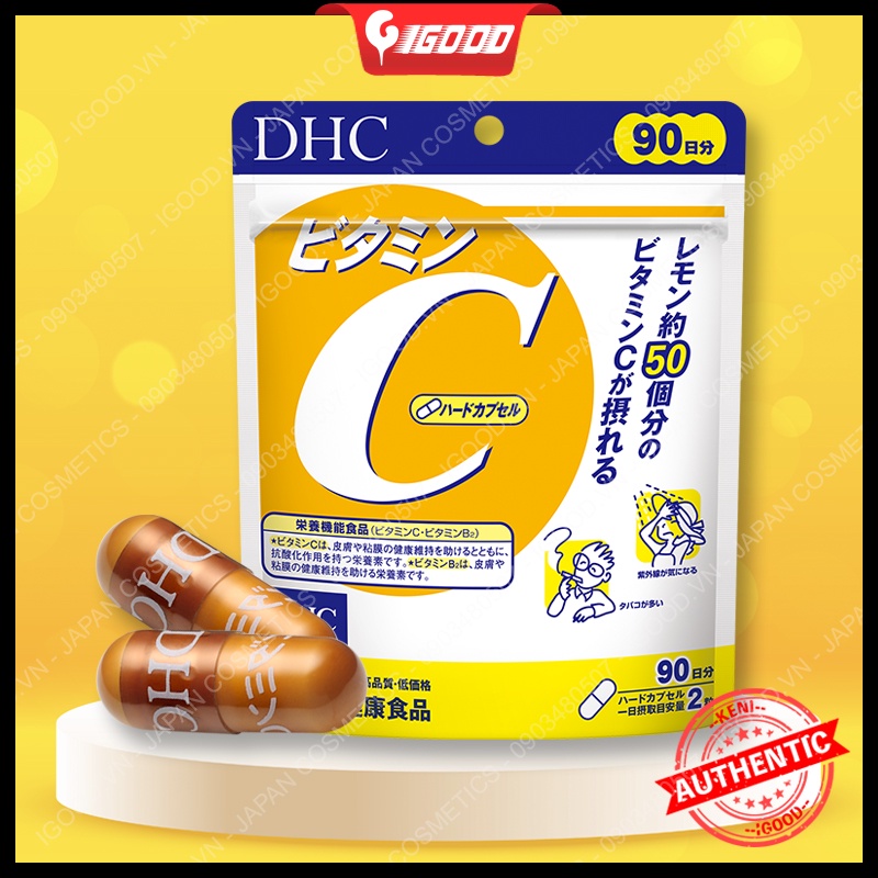 Viên uống vitamin C DHC Hard Capsule Nhật Bản (date 2023)