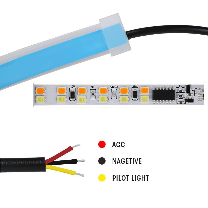 Dây Đèn Led Ánh Sáng Trắng / Vàng Chống Thấm Nước Dành Cho Xe Hơi
