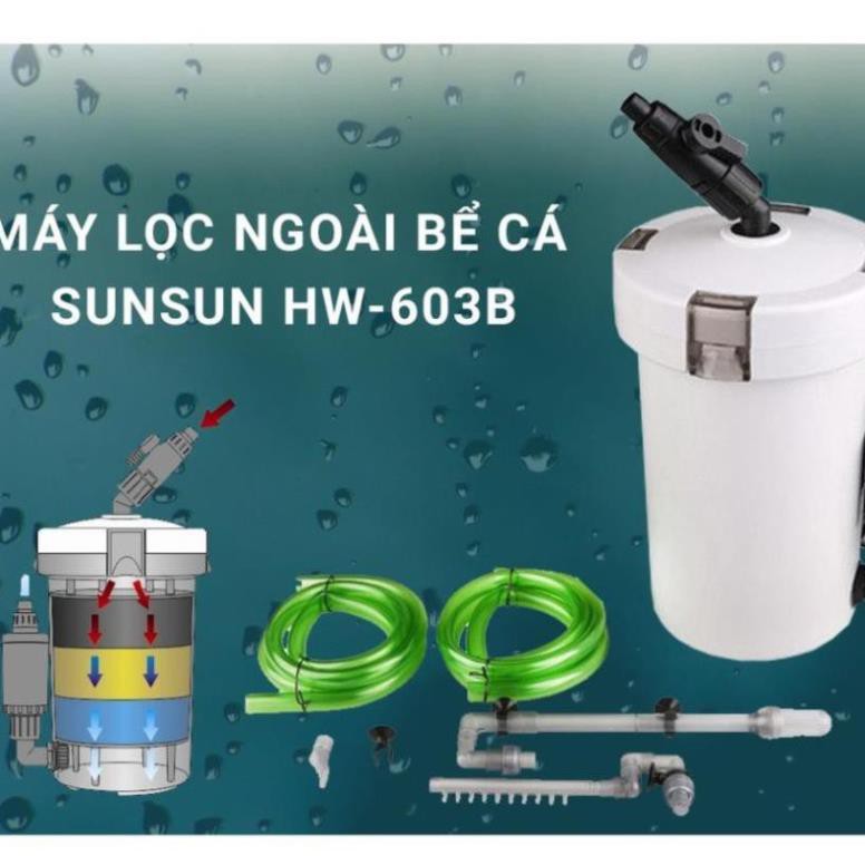 SALE!  Lọc Thùng SunSun HW-603B, lọc bể cá cảnh, bể thủy sinh. HÀNG CHÍNH HÃNG, TIẾT KIỆM ĐIỆN, KHÔNG GÂY ỒN.