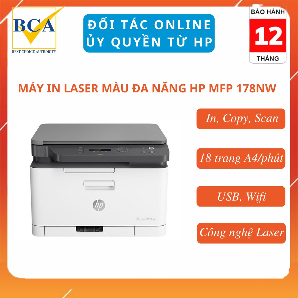 Máy in Laser màu đa năng HP Color Laser MFP 178nw (Print, Copy, Scan, Wifi) _  4ZB96A