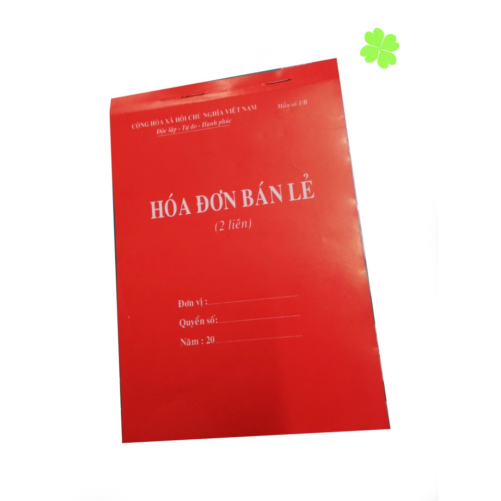 10 quyển Hóa đơn bán lẻ 2 liên loại 60 tờ kt (19x13x0.5cm)