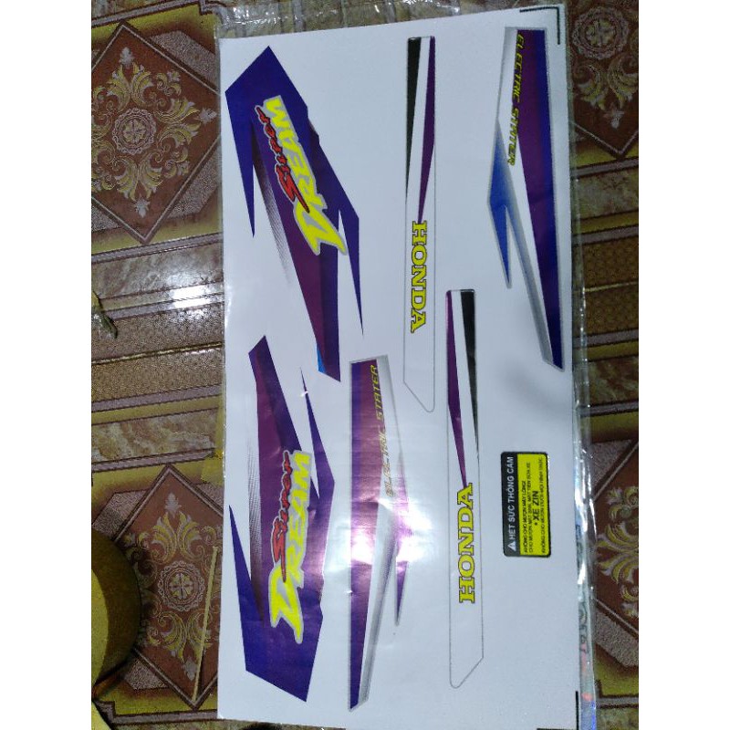 bộ tem dream 7 mảnh màu xanh dán xe dream