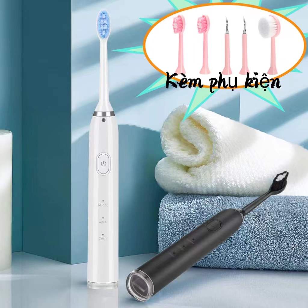 Bàn chải điện tự động đánh răng, tăm nước điện làm sạch đá răng, 3 chế độ cao cấp