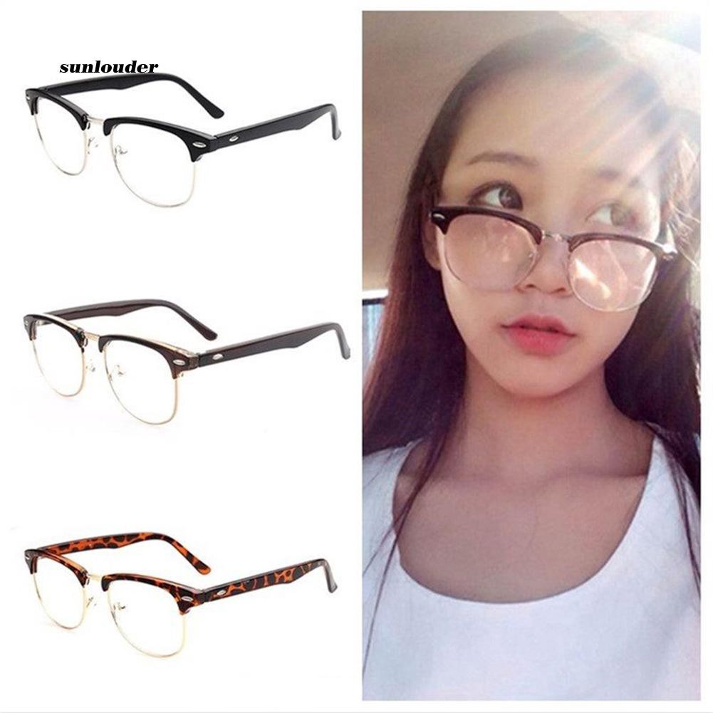 SNLD_Vintage Half Frame Clear Lens Glasses Men Women Spectacles Eyewear Eyeglasses