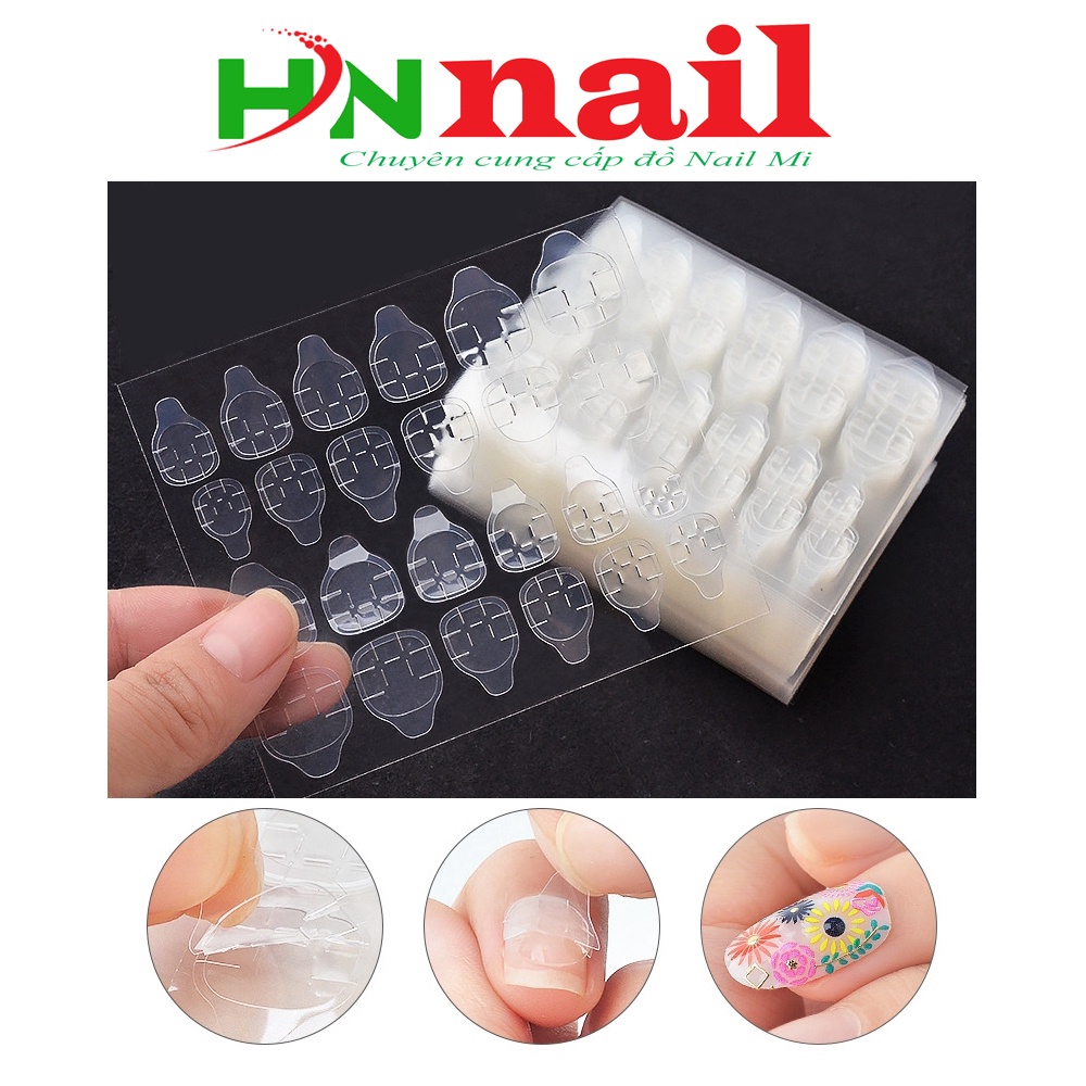 01 Tấm Gồm 24 miếng keo dán móng tay trong suốt chống thấm nước sản phẩm hỗ trợ nail mi hình xăm
