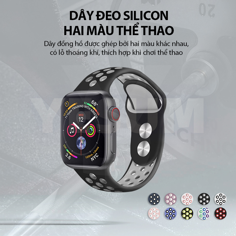 【Đã sẵn sàng】 Dây đeo thể thao có thể điều chỉnh thay thế của Apple Watch Silicone Band