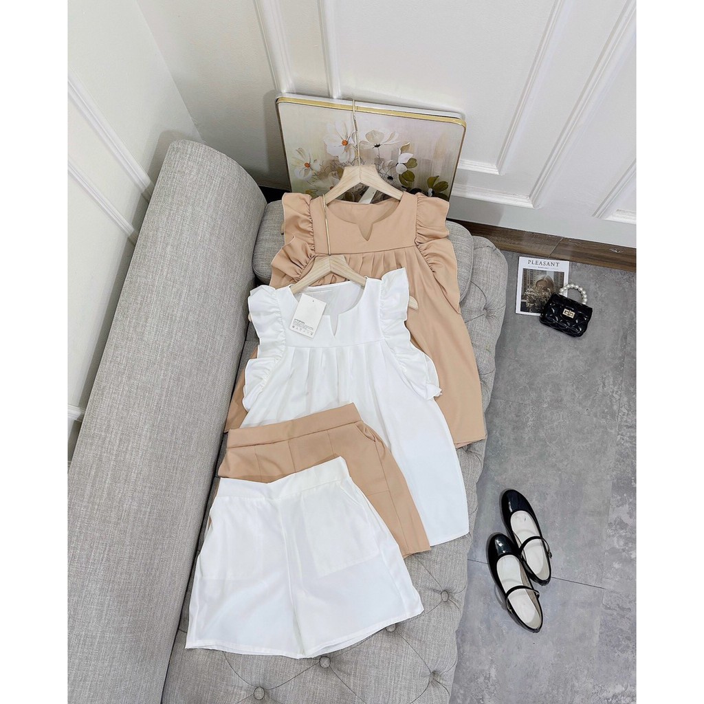 Sé Bộ Nữ, Sét Áo Babydoll Tay Bèo Mix Quần Sooc Mặc Siêu Mát Hàng Qc | BigBuy360 - bigbuy360.vn