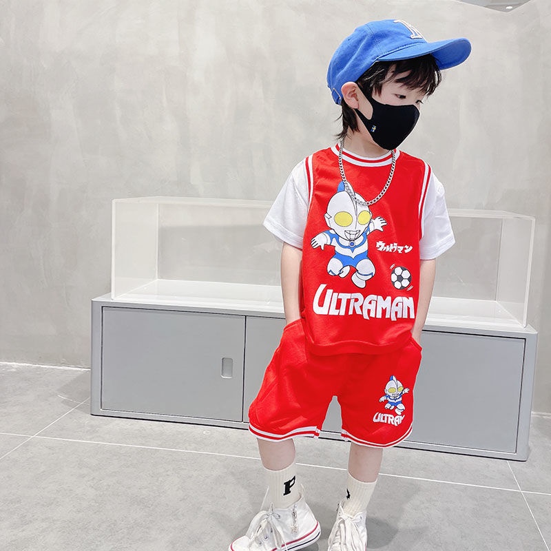 Bộ Đồ 2 Món Tay Ngắn In Hình Ultraman Thời Trang Mùa Hè Cho Bé Từ 3-4 - 5-6 - 7-8 - 9-10 - 11-12 Tuổi