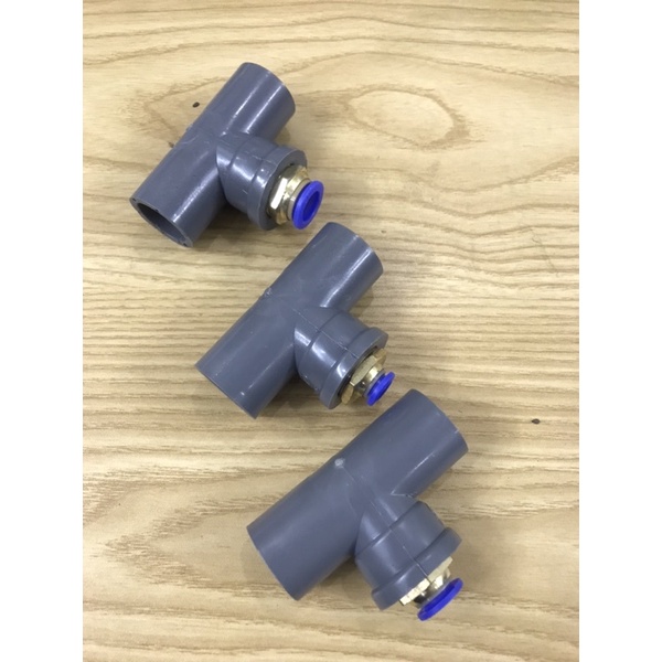 Chuyển từ T nhựa pvc  chân ren đồng 21 sang dây 6mm,8mm,10mm,12mm