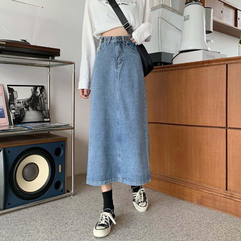 Chân Váy Denim Dáng Chữ A Lưng Cao Thời Trang Cho Nữ | BigBuy360 - bigbuy360.vn