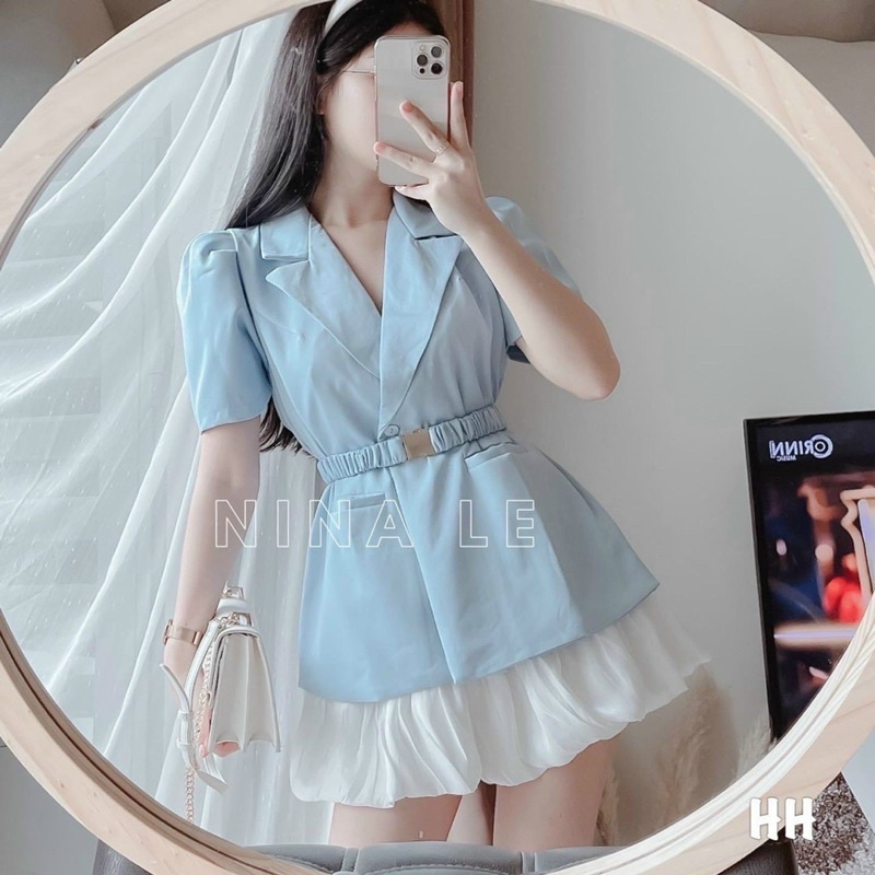 Set Áo Vest Kèm Đai Mix Chân Váy 3 Màu Siêu Xinh Có Ảnh Thật Kèm Video