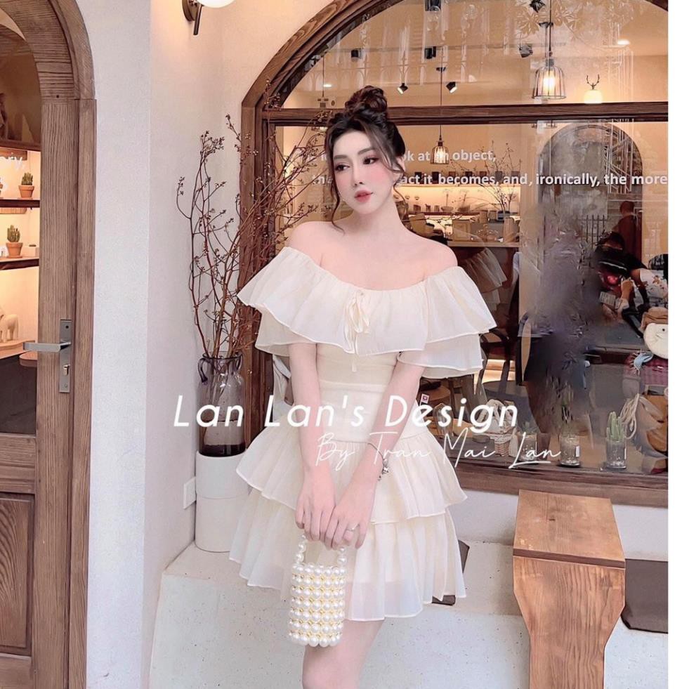 Váy Tơ Trễ Vai Bèo Nhún Hai Lớp -Đầm Peplum Tiểu Thư | BigBuy360 - bigbuy360.vn