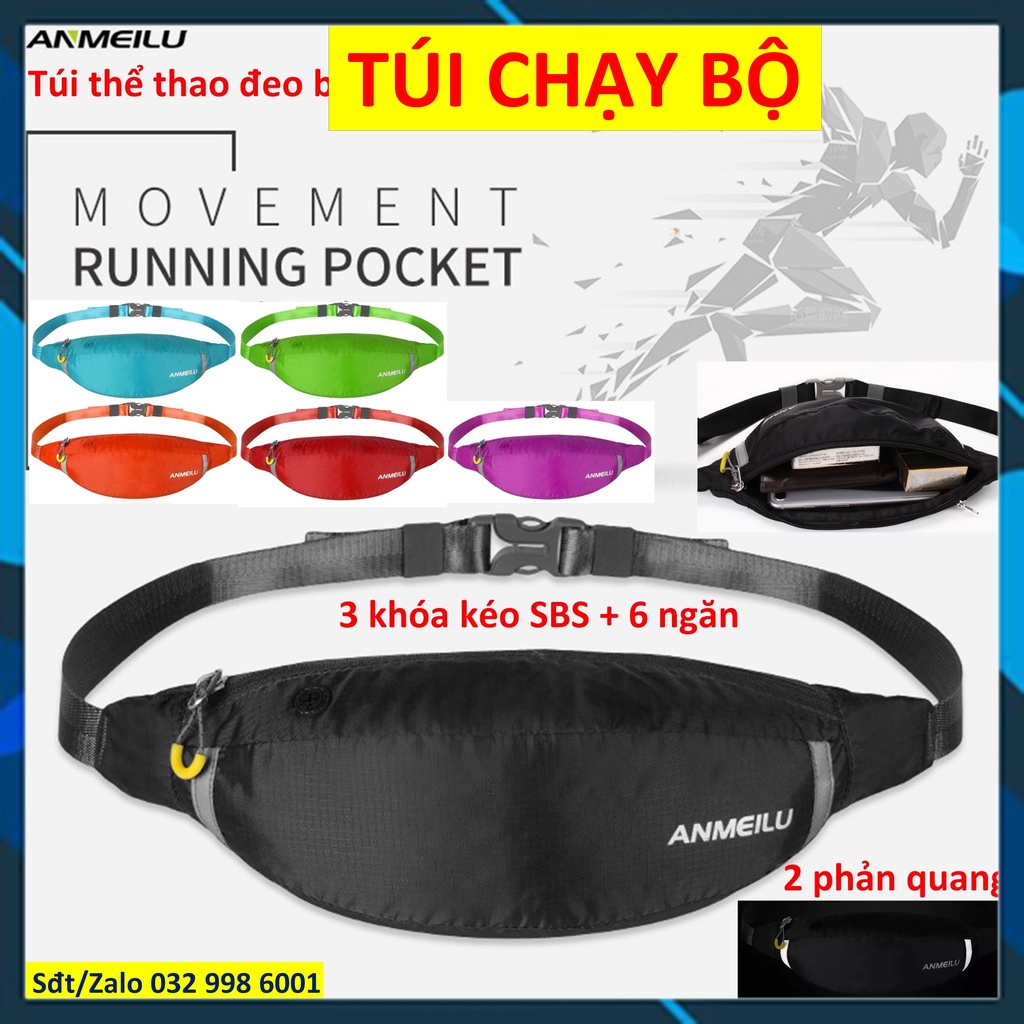 Túi chạy bộ Túi đeo bụng Túi đeo hông Túi đeo thắt lưng Túi đựng bình nước thể thao chính hãng Anmeilu 1050 ddcg