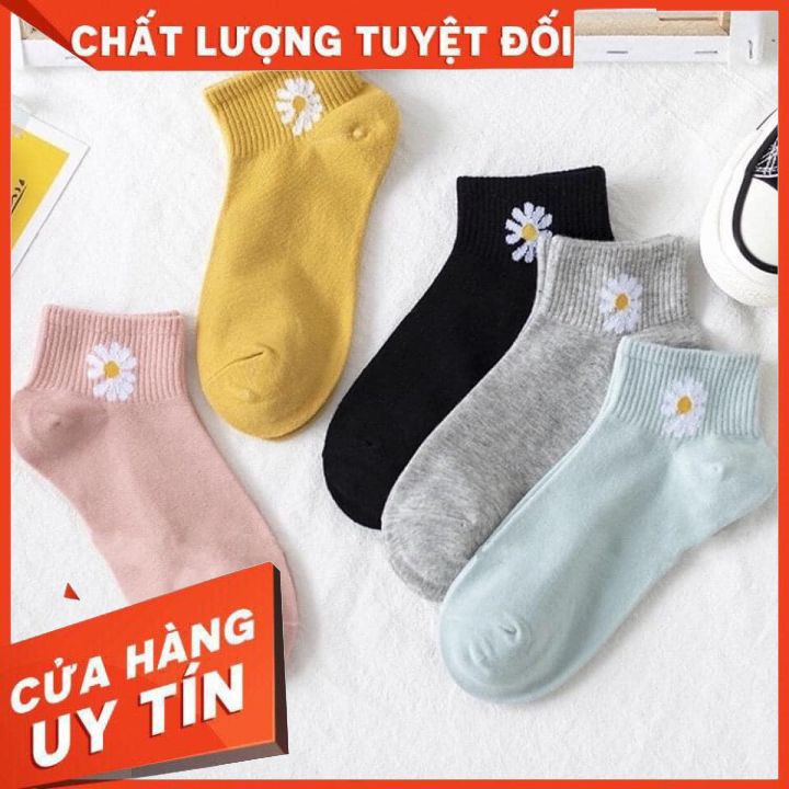 [ sét 10 tất ] Tất hoa cúc siêu xinh _ tất gấu hoa cúc túi rút gồm 10 đôi siêu kute