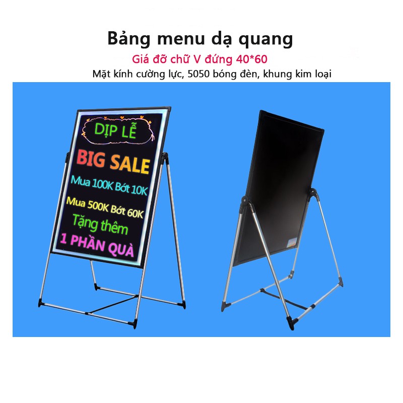 Bảng menu dạ quang, bảng quảng cáo LED, bảng Flipchart cỡ 40*60,60*80 bảng phụ quảng cáo cửa hàng kinh doanh OT72/YA23