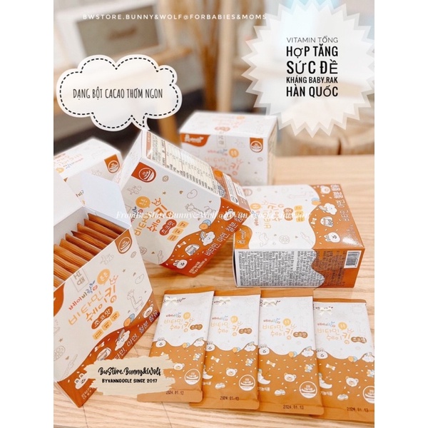 Vitamin Tổng Hợp Tăng Đề Kháng BABYRAK Hàn dạng bột hương Cacao cho bé từ 1 tuổi