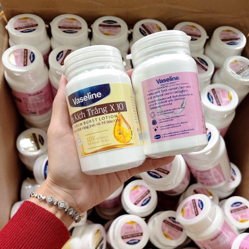 Kích Trắng Vaseline X10 Hủ 200g-Kích trắng vaselin dưỡng ẩm mềm mịn da ngày và đêm