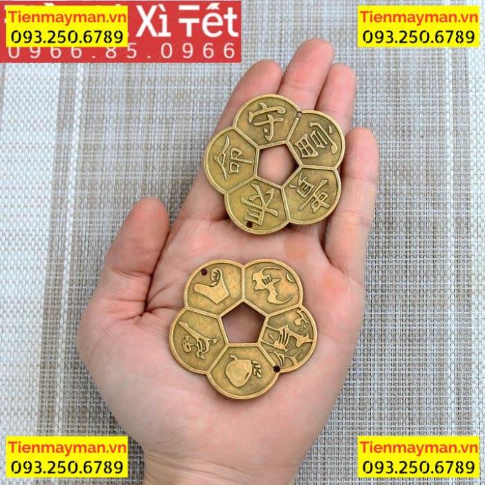 Đồng Tiền xu Hoa Mai phong thủy may mắn Mai Hoa Kim Tiền.