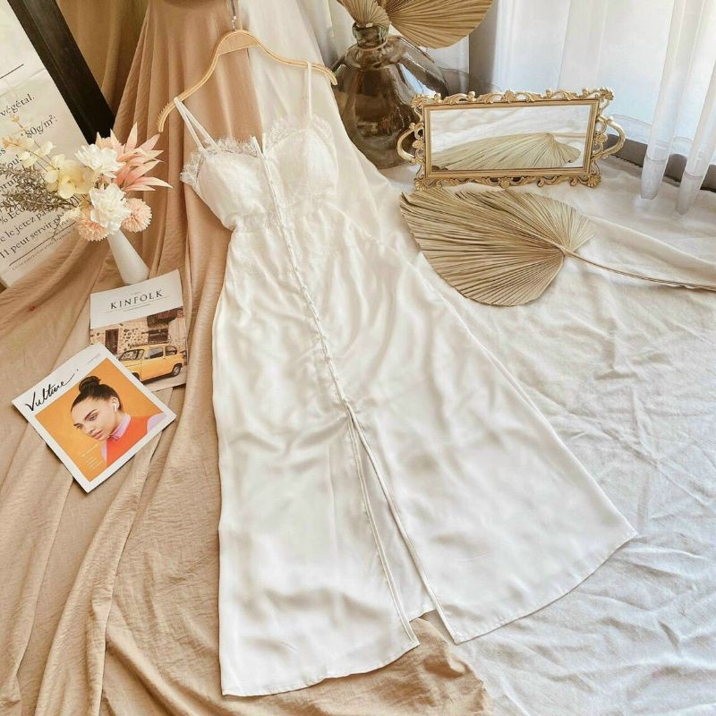 [ FREE SHIP ] ĐẦM MIDI 2S VIỀN REN PHỐI NÚT D0508 siu xynh | BigBuy360 - bigbuy360.vn