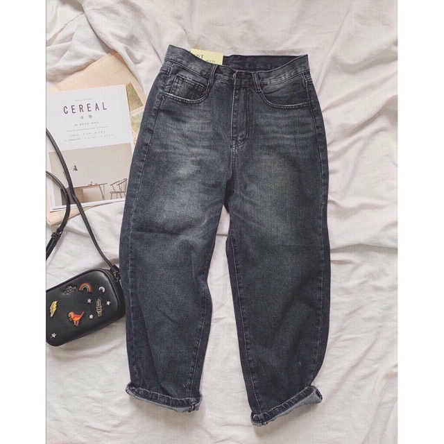 Quần baggy jean xám đen wash 3036, kèm hình thật mẫu mặc | BigBuy360 - bigbuy360.vn