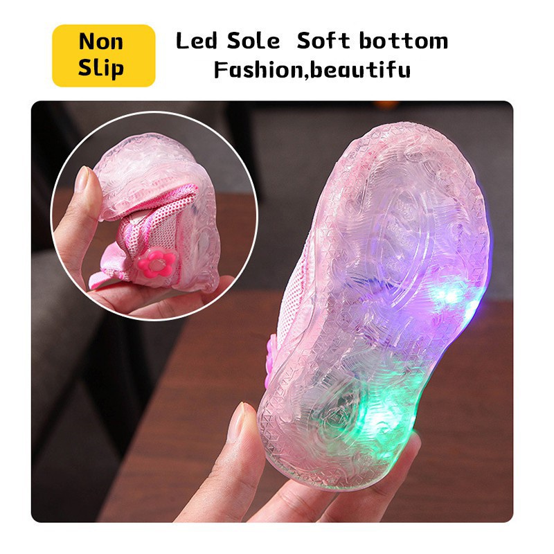 SUGE Giày Công Chúa Có Đèn Phát Sáng Dễ Thương Cho Bé Gái Size 21-30