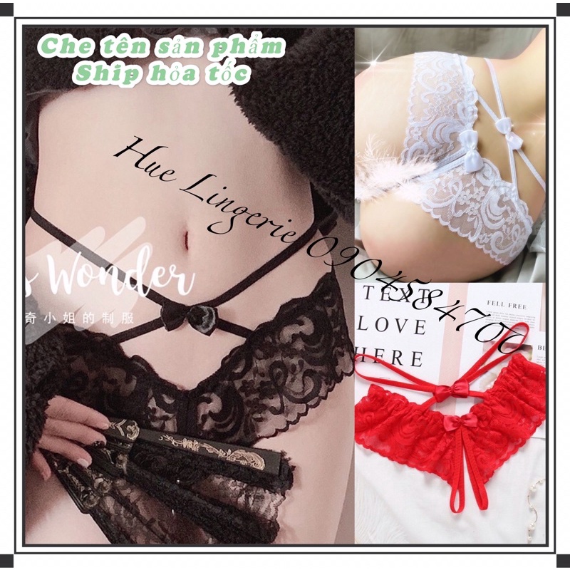 Quần lót ren dây chéo hông lọt khe xẻ đáy lingerie quến rũ gợi cảm