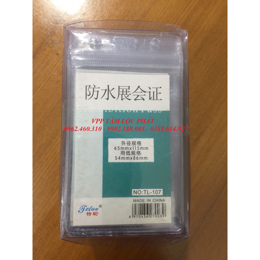SỈ 100 BAO THẺ TÊN 107  chống thấm nước, KT 65*115mm - Thẻ đeo nhân viên