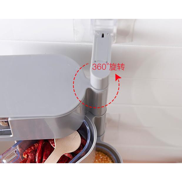 Kệ đựng gia vị, ngũ cốc treo tường xoay 360 độ 4 tầng tiện lợi